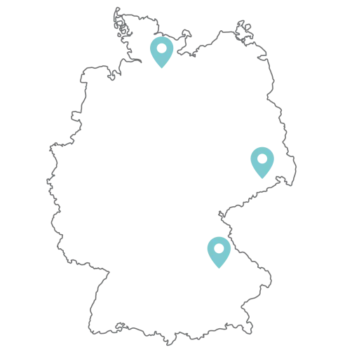 Standorte markiert auf Karte