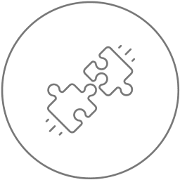 Zwei Puzzleteile, die nah zusammenliegen und ineinander passen als Icon 